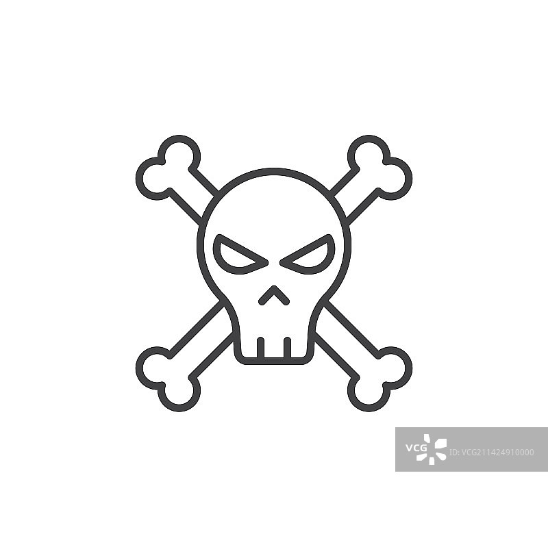 骷髅头和交叉骨线条图标图片素材