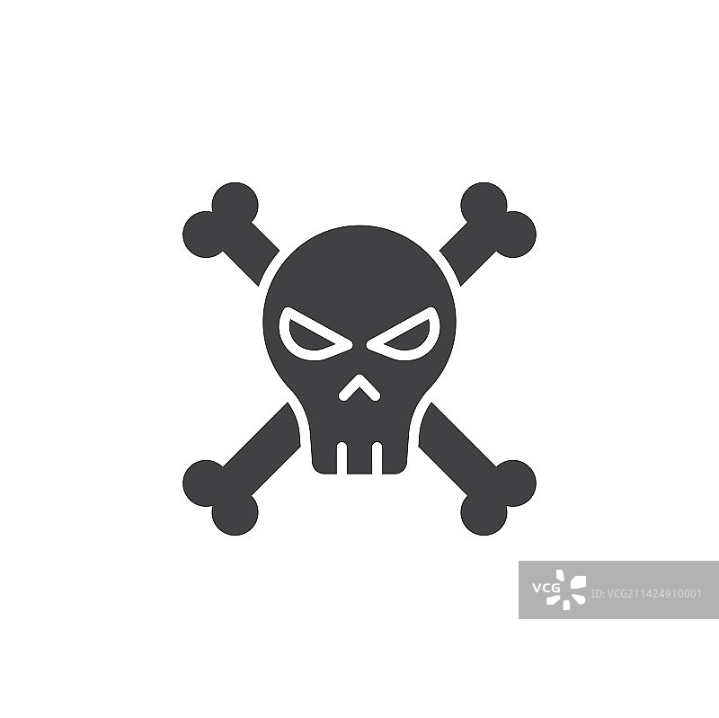 骷髅和交叉骨骼符号线性图标图片素材