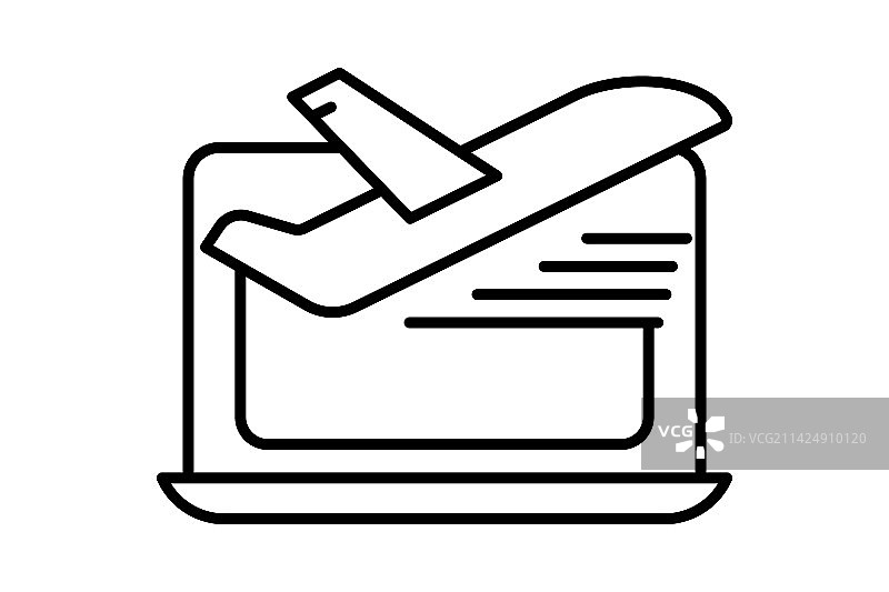 航班预订图标，带笔记本电脑的飞机图标图片素材