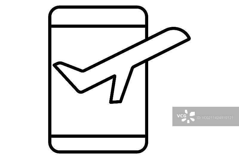 带手机的航班预订飞机图标图片素材