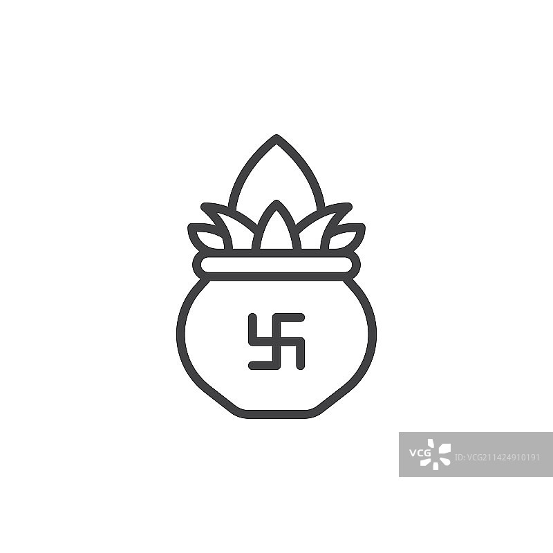 椰子线条风格的卡拉什图标图片素材