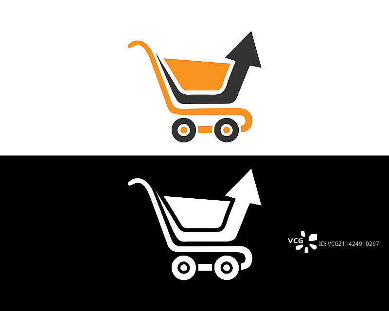 带箭头标志的在线购物设计图片素材