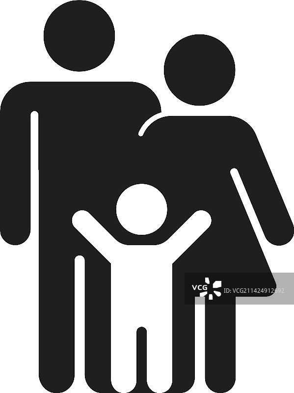 亲子黑色图标：家庭团聚图片素材