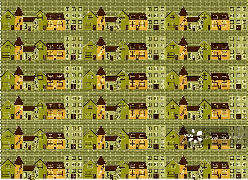 郊区彩色房屋的无缝图案图片素材