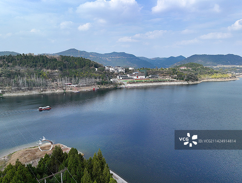 四川省南充市南部县升钟水库升钟湖景区航拍图片素材
