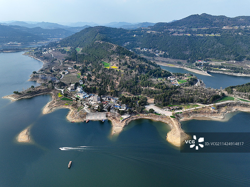 四川省南充市南部县升钟水库升钟湖景区航拍图片素材