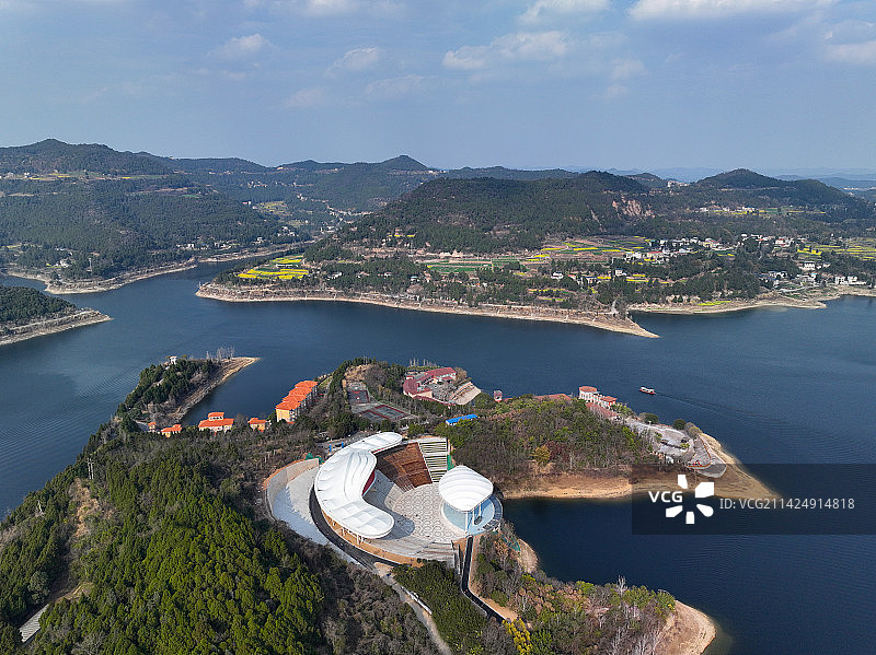 四川省南充市南部县升钟水库升钟湖景区航拍图片素材