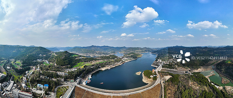 四川省南充市南部县升钟水库升钟湖景区航拍图片素材