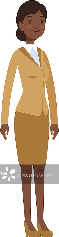 穿着正式服装的年轻黑人女性卡通形象图片素材