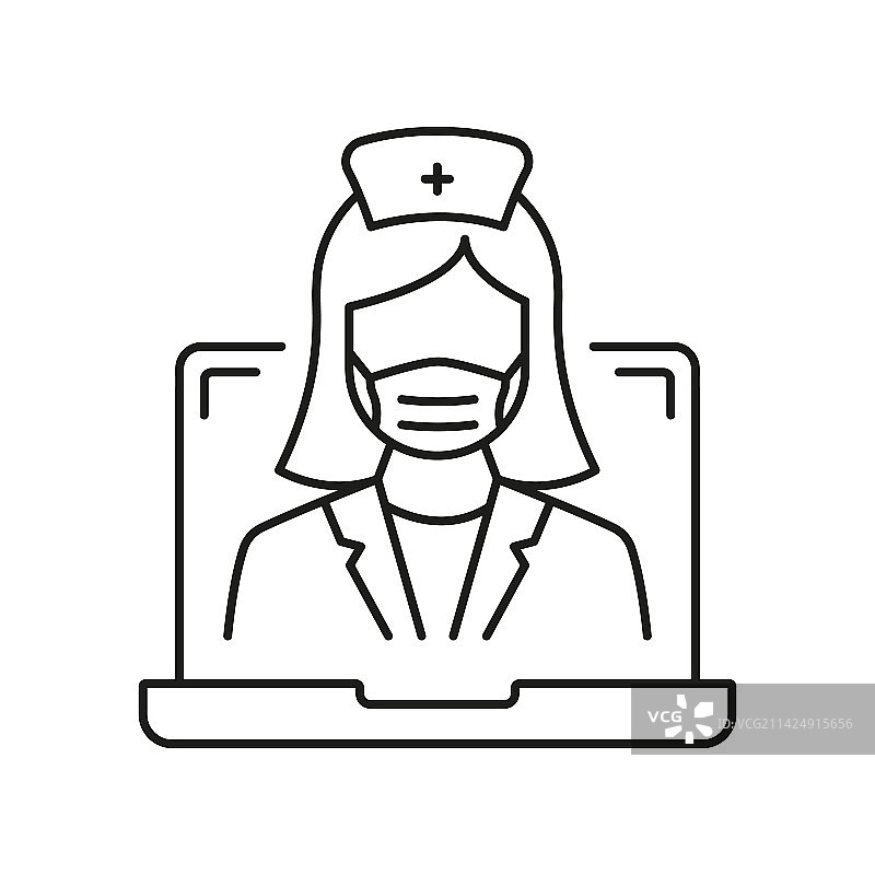 在线数字医疗医生线性图标图片素材