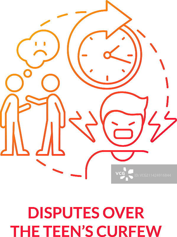 青少年宵禁纠纷红色渐变概念图片素材