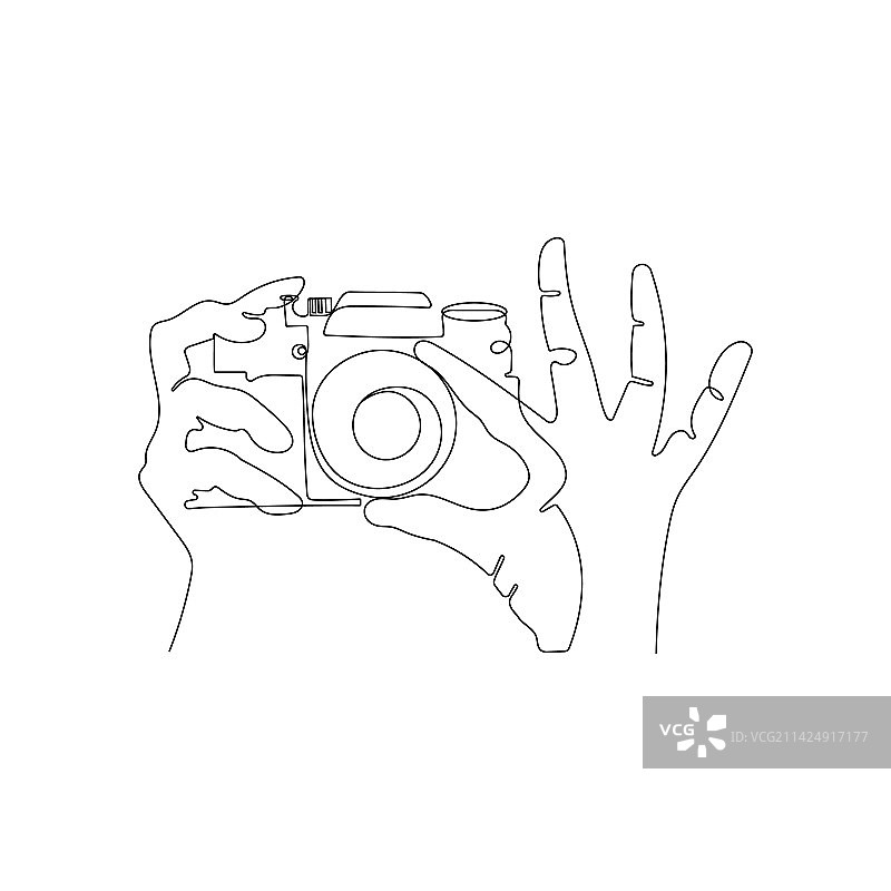 手持照相机单线艺术图片素材