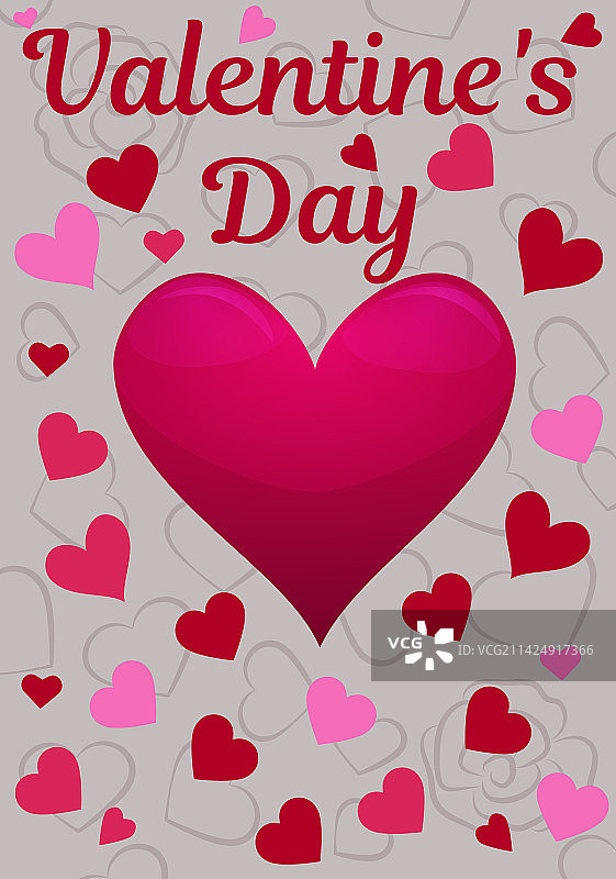 有两颗心和玫瑰的情人节卡片图片素材