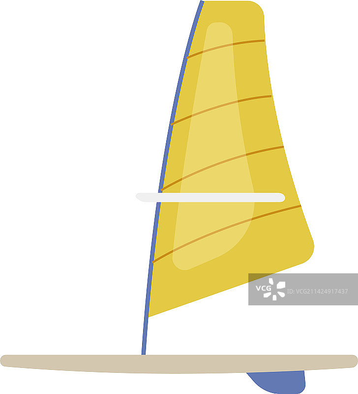 带有黄色船帆的帆板船扁平图标图片素材