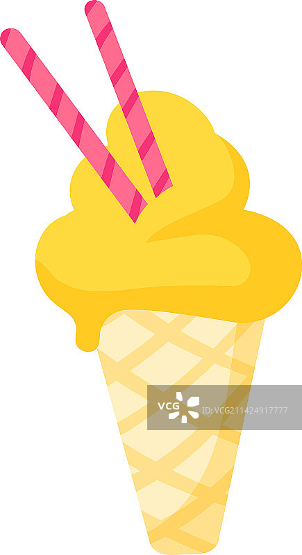 可爱的冰淇淋华夫饼甜筒卡通图标图片素材