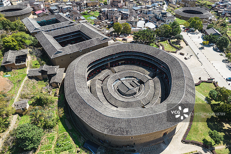 世界非遗客家围屋：福建龙岩永定高北土楼群承启楼图片素材