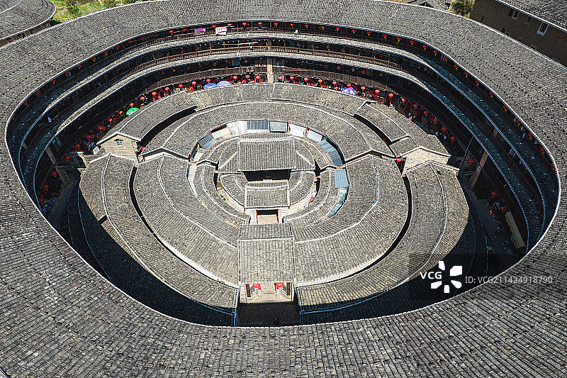 世界非遗客家围屋：福建龙岩永定高北土楼群承启楼图片素材