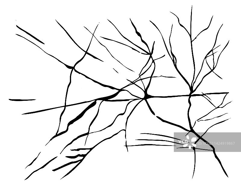 冰裂纹逼真素描黑线图片素材
