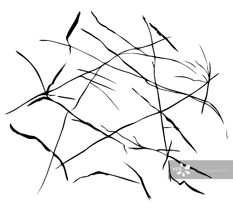 冰裂纹逼真素描黑线图片素材