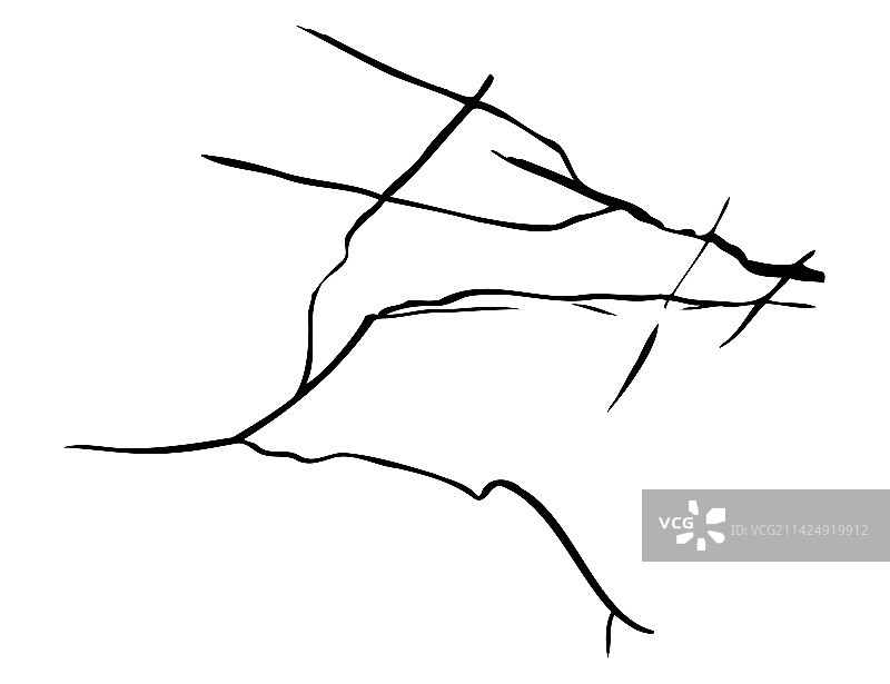 冰裂纹逼真素描黑线图片素材