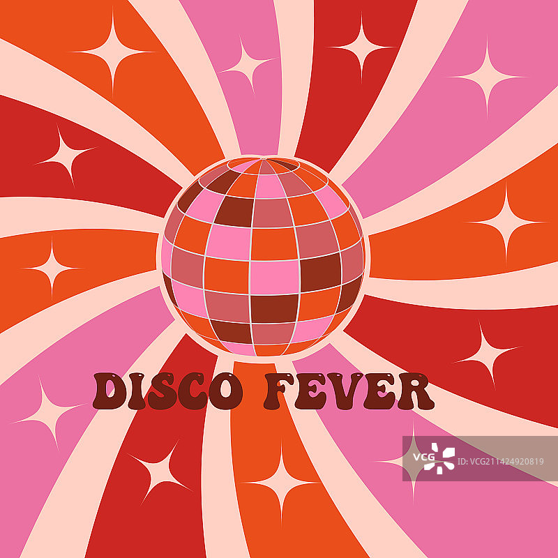 复古迪斯科球和旭日图案图片素材