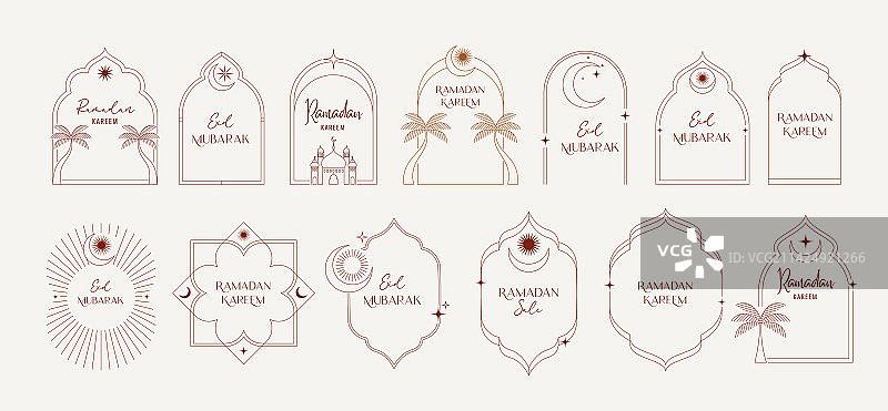 简约线性风格伊斯兰斋月素材合集图片素材
