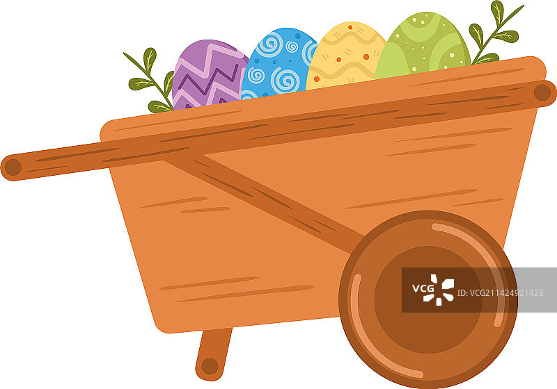 手推车上的复活节彩蛋图片素材