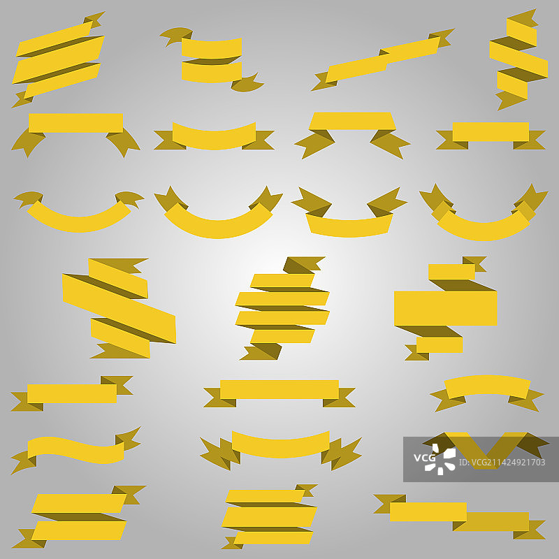 黄色丝带横幅大合集图片素材
