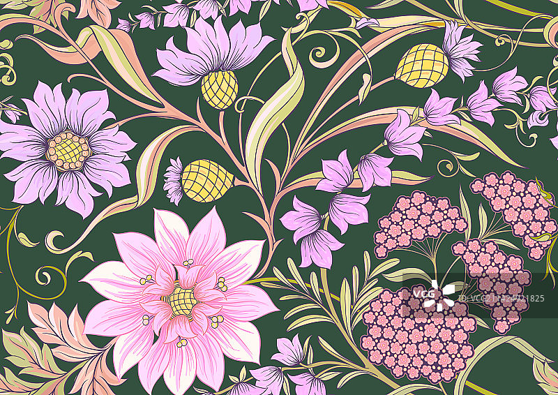 新艺术风格的装饰花卉和树叶图片素材