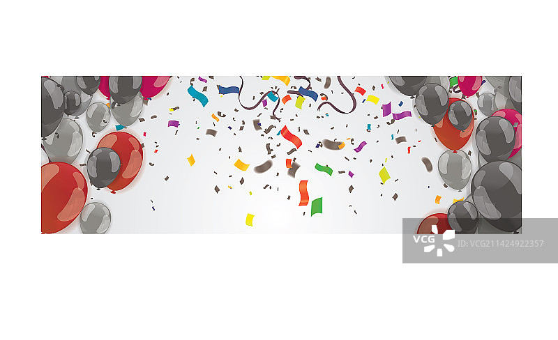 抽象彩色纸屑和气球图片素材