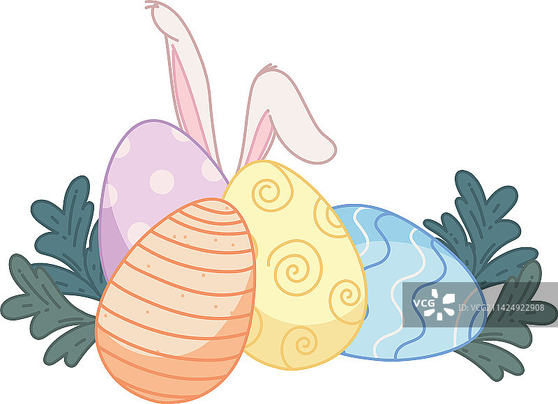 复活节彩蛋和耳朵图片素材