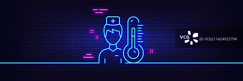 带有医生线条图标的温度计图片素材