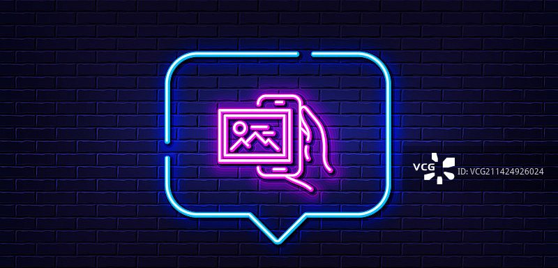 相册线条图标：电话照片霓虹灯标志图片素材