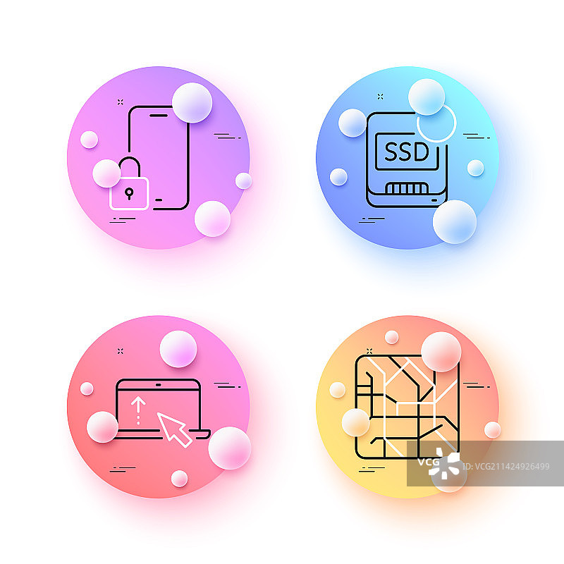 向上滑动锁定和恢复固态硬盘极简线条图标图片素材