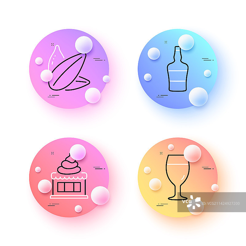 冰淇淋、苏格兰威士忌瓶和葵花籽图片素材