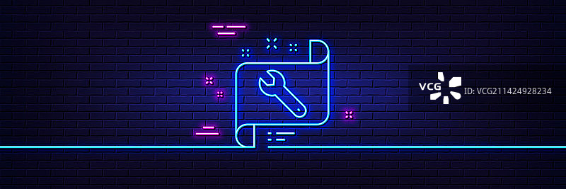 扳手工具线性图标维修服务蓝图图片素材