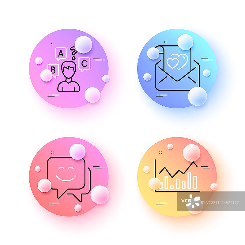 情书信息图与笑脸极简线条图片素材