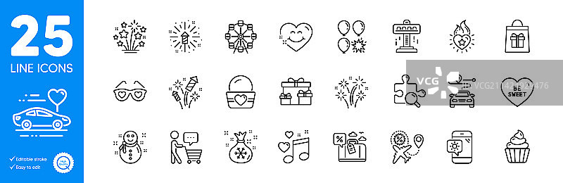 旅行贷款搜索拼图轮廓图标集图片素材