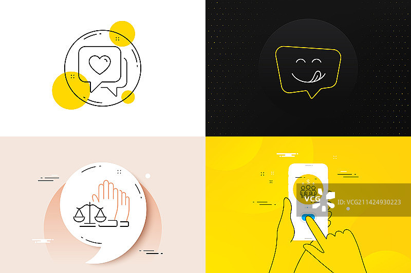 法院陪审团会议和爱心线条极简组合图片素材