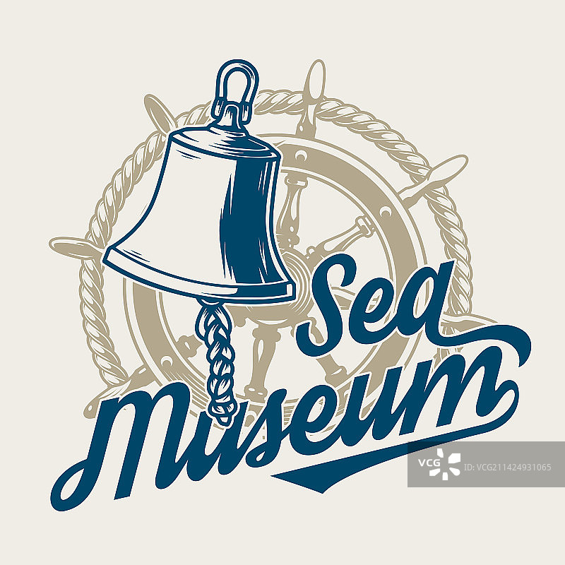 海洋博物馆标志复古彩色图片素材