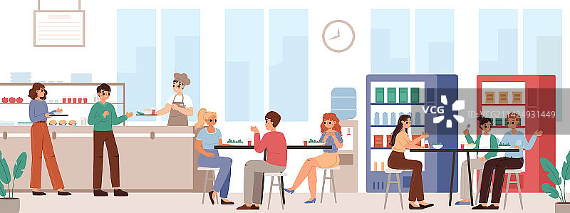 学生在食堂或自助餐厅吃午饭图片素材