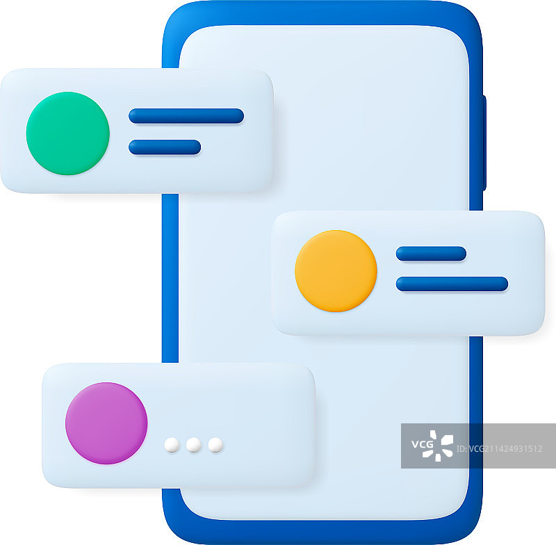 智能手机App群聊3D图标图片素材