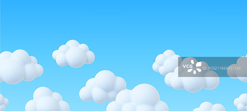 蓝天白云3D无缝banner图片素材