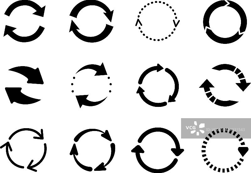 黑色重新加载箭头圆形图标图片素材