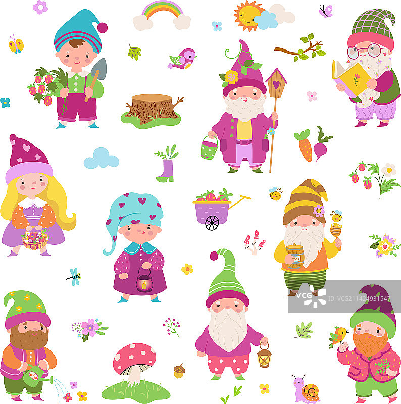 卡通花园侏儒仙女矮人角色图片素材