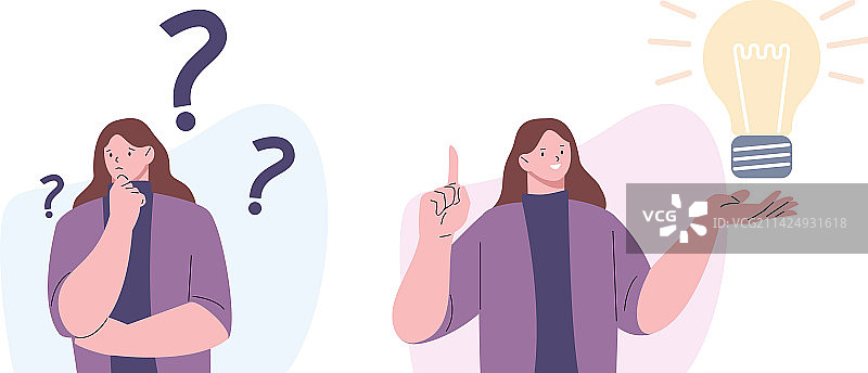 思考中的女孩，女性头脑风暴或沉思图片素材