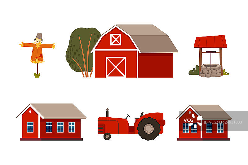 带谷仓房屋的农业图片素材