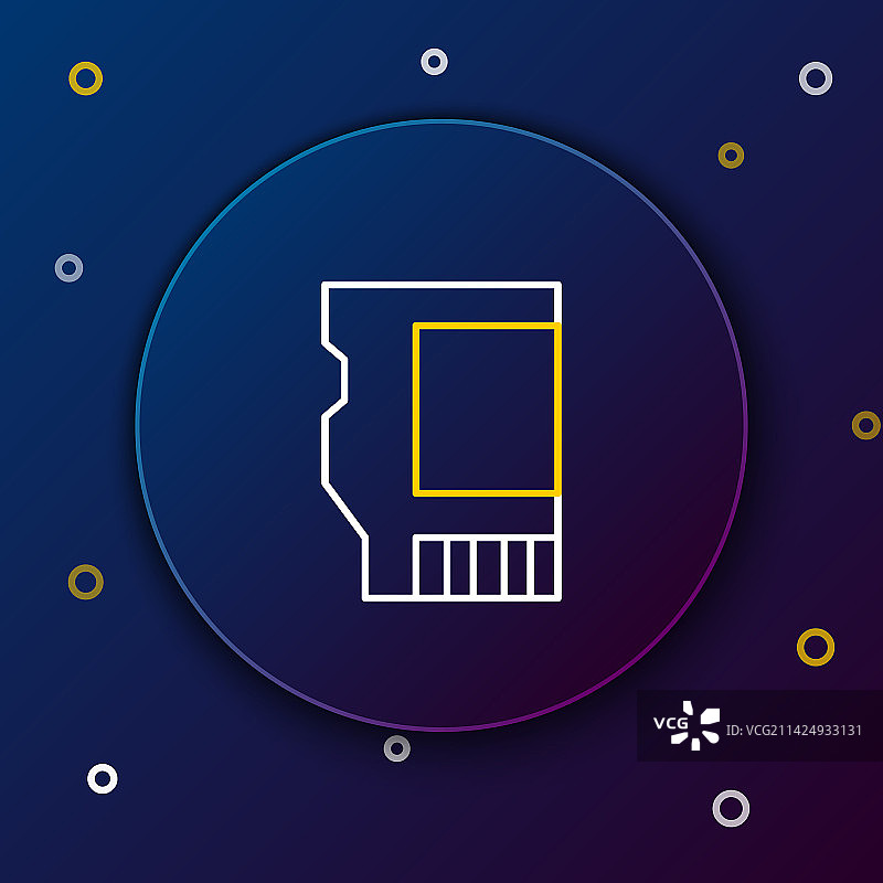 蓝色背景上的线条SD卡图标图片素材