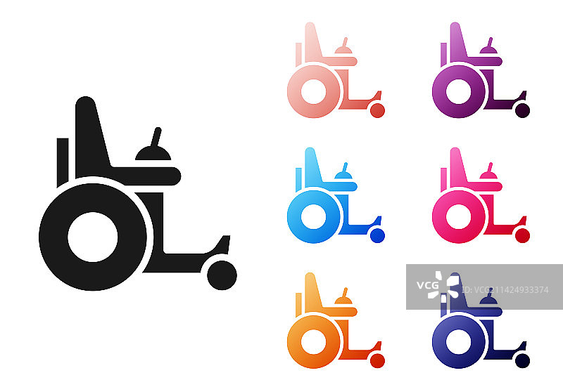 黑色电动轮椅残疾人图标图片素材