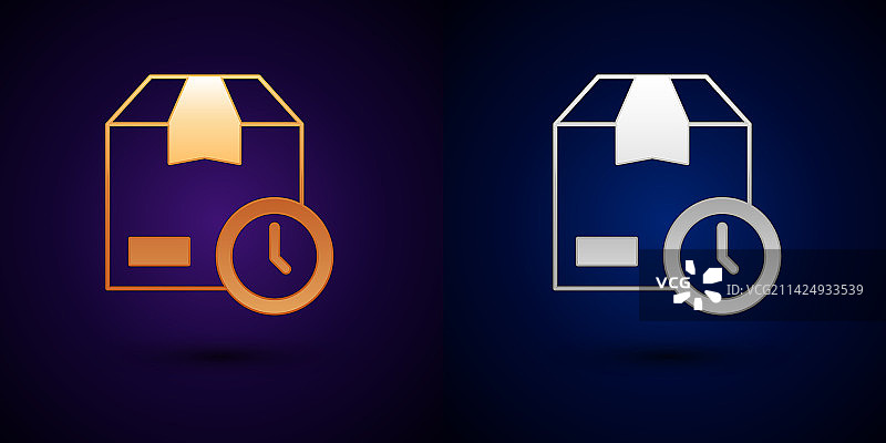 金色和银色纸箱及快速时间图标图片素材